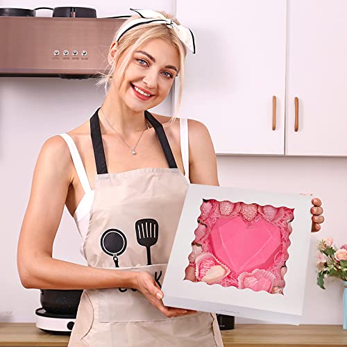 Tcoivs 20-Pack Pie Boxes 12" X 12" X 2.5", Bakery Boxes With Window, White Cookie Boxes, Auto-Popup Treat Boxes For Pies, Muffins, Donuts And Pastries #TOP4
