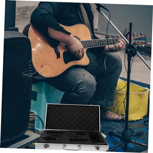 Dual Mic Travel Case Portable Aluminum Alloy Briefcase Microphone Case Slots Storage3