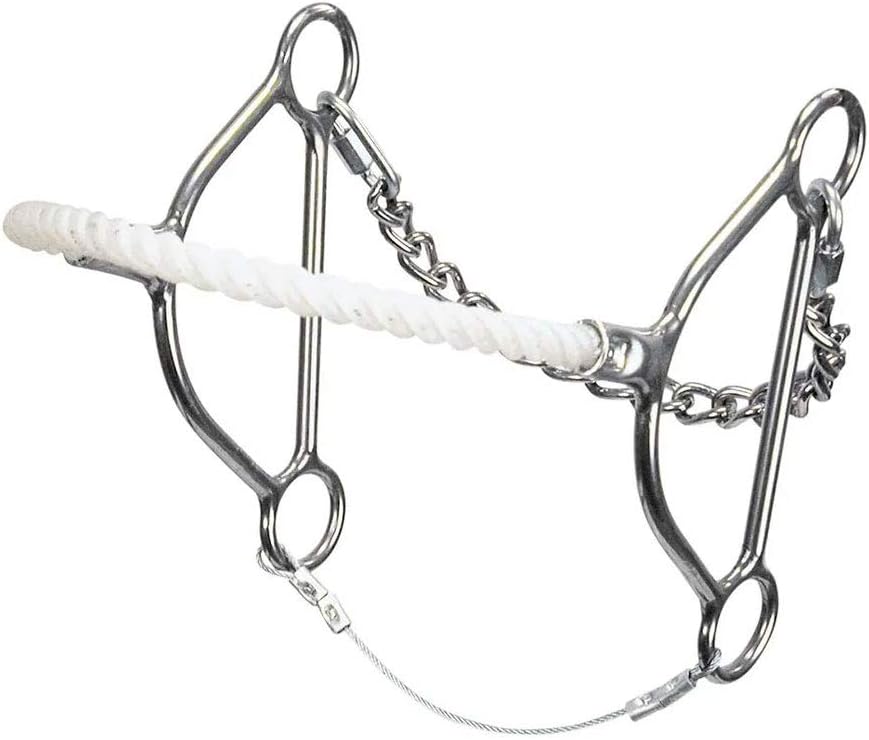 Reinsman 960 Beetle Hackamore for Horse - Rope Nose - 6"" Cheeks - Stage C, Silver/White