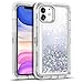 WESADN Case for iPhone 11 Case for Women Girls Glitter Cute Protective Shockproof Heavy Duty Clear Case with Sparkle Bling Quicksand Hard Bumper Soft TPU Cover for iPhone 11,6.1 Inches,Silver