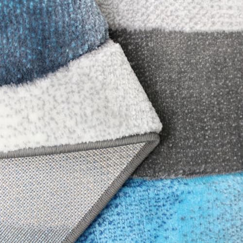 Tapete moderno geométrico azul gris 5x7 pies miniatura 5