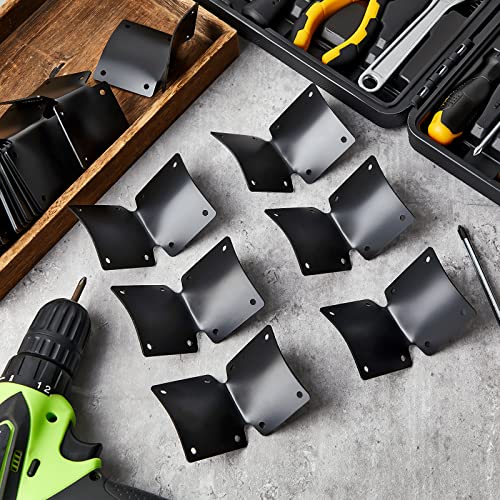 Round Post Fence Brackets Black Angle Brackets Corner Bracket Metal Brackets For Wood Heavy Duty Corner Brace 90 Degree Shape Bracket For Wooden Frame Bed Furniture Hardware, 2 X 2 Inch (40 Pieces) #TOP6