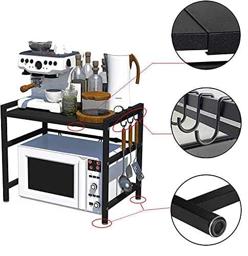 Support micro-ondes extensible 2 niveaux : optimisez votre cuisine avec 3 crochets - 5
