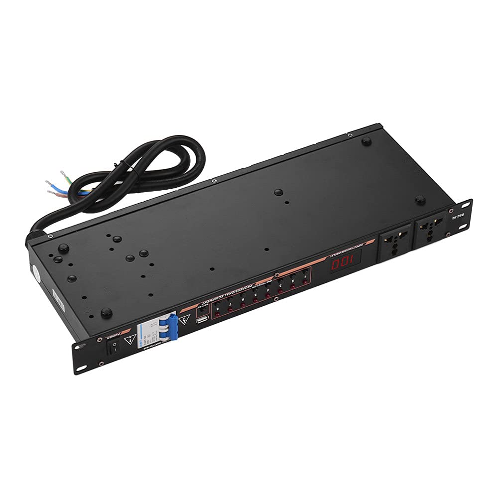 DB2-02 10-Fach Rack-Montage Power Sequence Controller Conditioner Überspannungsschutz Netzteilregler mit LED-Anzeige USB-Schnittstelle für DJ-Equipment Instrument Rigs Audio-Aufnahmesystem