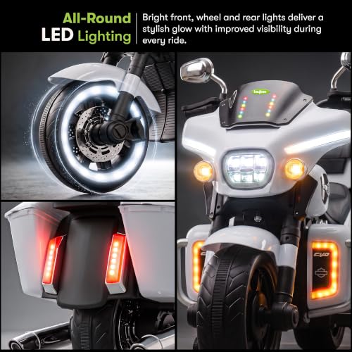Image of Baybee Adreno Baby Electric Bike for Kids with Hand Accelerator | Big Battery Baby Bikes with Realistic Meter, RGB Lights & Music | Rideon Battery Operated Bike for Kids to Drive 1 to 8 Years (White)