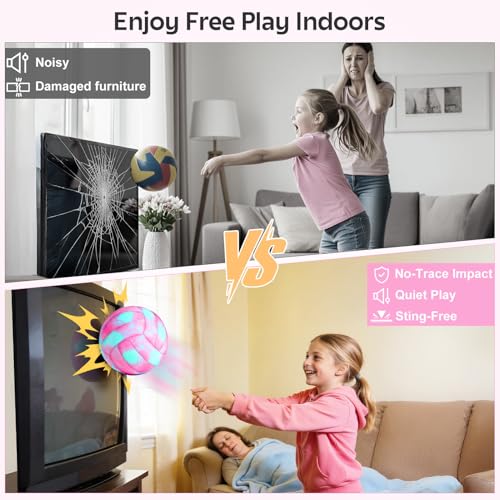 Image of Soft Indoor Volleyball, Cushioned Cover Training Ball for Beginners, Silent Indoor Volleyball with Pump, Lightweight Official Size 5 Volleyballs for House Games & Practice