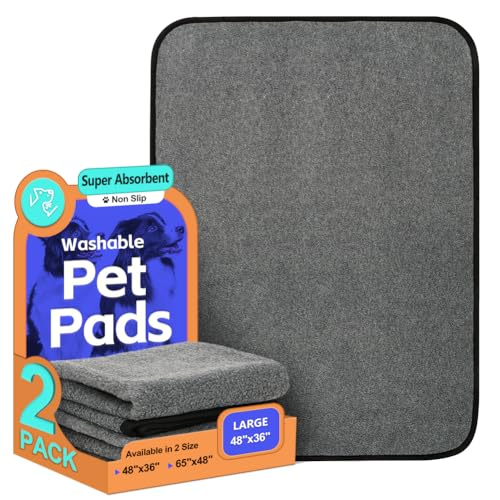 Image of Washable Pee Pads for Dogs, Extra Large Reusable Dog Pee Pad, Waterproof Pet Mat, Dog Playpen Mats for Puppy Training Whelping Playpen Pads, Grey, 48x36 inch
