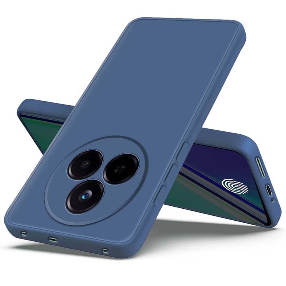Image of Fashionury Liquid Silicon Back Cover for Realme Narzo 80 Pro 5G | Camera Protection | Anti-Fingerprint | Inner Velvet Fabric | Ultra Slim Case (Blue)