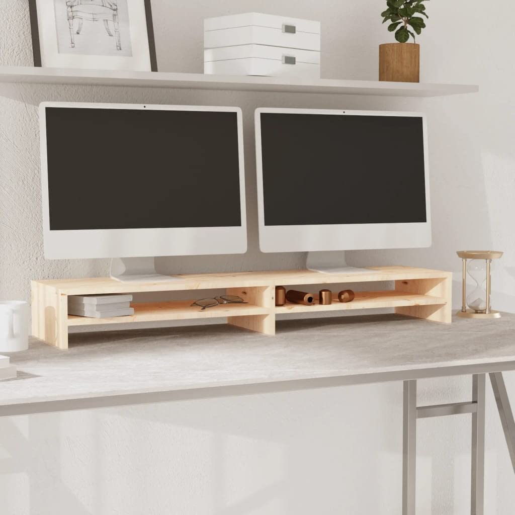 Supporto per Monitor,Supporto per computer tavolo consolle tv Mobile portaoggetti Adatto a soggiorno, camera da letto, studio, salotto 100x24x13 cm in Legno Massello di Pino