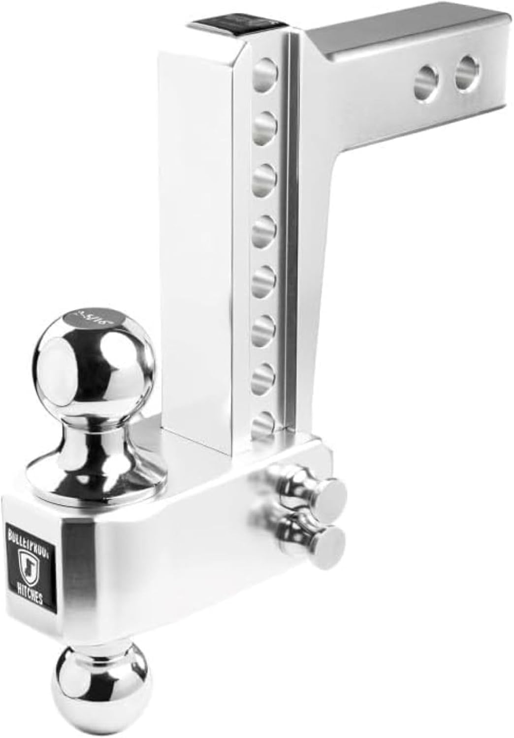 Bullet-Proof Hitches 2 Inch Aluminum Adjustable | 14000 lb Capacity 6 Inch Drop Rise Dual Ball 2 Inch and 2-5/16 Inch | AL206