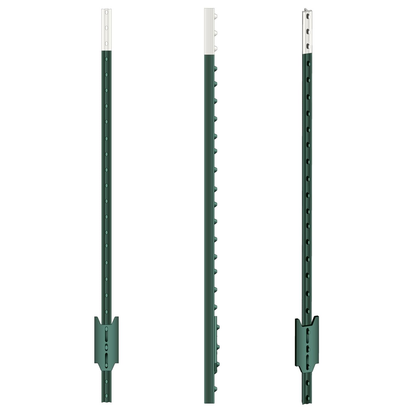 VOSS.farming T-Pfosten 213cm 10 Stück, Metallpfahl Festzaunsystem, Hochwertige Qualität grün, T-Post, Zaunpfahl, Weidezaun