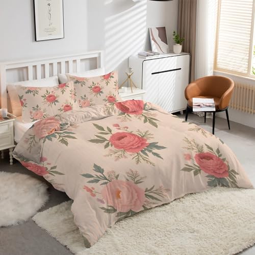 Housse couette 240 x 260 plantes fleurs lit 2 personnes microfibre