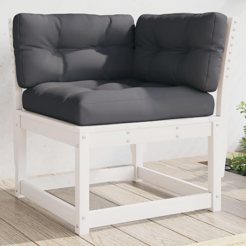 Designerska sofa narożna na taras, z litego drewna, z drewna sosnowego, 73 x 73 x 78 cm, z poduszkami