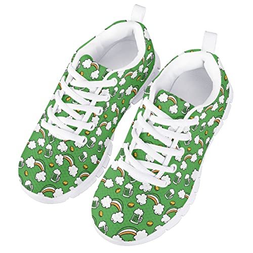 Yzaoxia St Patricks Day Kids Tennis Shoes Girls Outdoor Walking Shoes Comfortable Child Sneakers Super Light Breathable Running Shoes Size 11-53