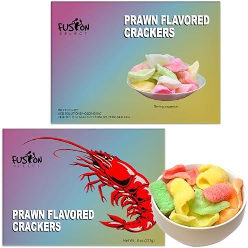 Fusion Select 2 Pk Uncooked Prawn Crackers - Multi-Colored Shrimp Chips for Sharing, Serving Snack Platters at Parties - Dehydrated Seafood Chips, Ready to Cook & Easy to Fry - Savory Asian Snacks 8oz