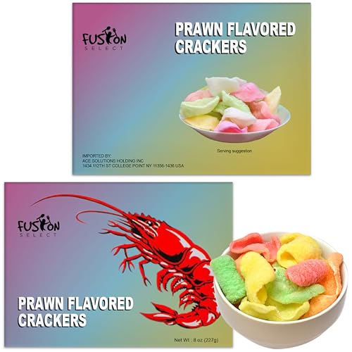 Fusion Select 2 Pk Uncooked Prawn Crackers - Multi-Colored Shrimp Chips for Sharing, Serving Snack Platters at Parties - Dehydrated Seafood Chips, Ready to Cook & Easy to Fry - Savory Asian Snacks 8oz