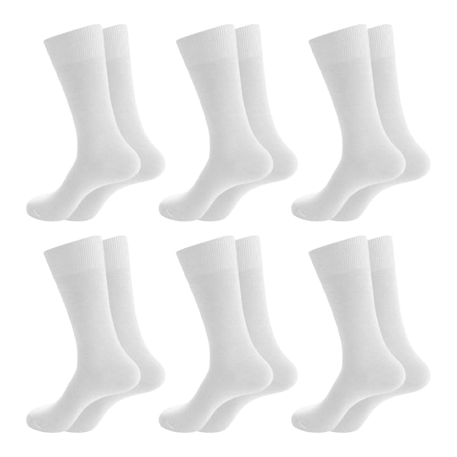 FJUNFENGYE Men's Soft Moisture hygroscopic Pure cotton long Socks, (6 pairs), White