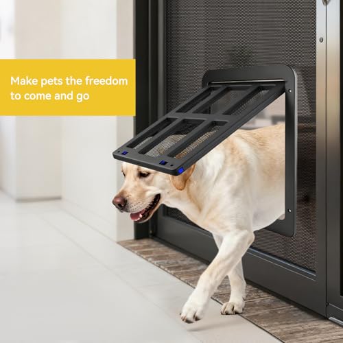 Enjoying Dog Door for Screen Doors, Passage Opening 11.2" x 14.4", Access Freely, Magnetic Swing Flap, Large Pet Door for Sliding Screen Doors, Lockable, Black — view 6