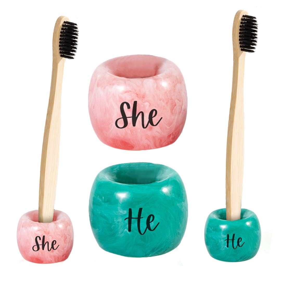Porte-brosse à dents en résine Folkulture rose (lot de 2) de 5,1 cm pour comptoir