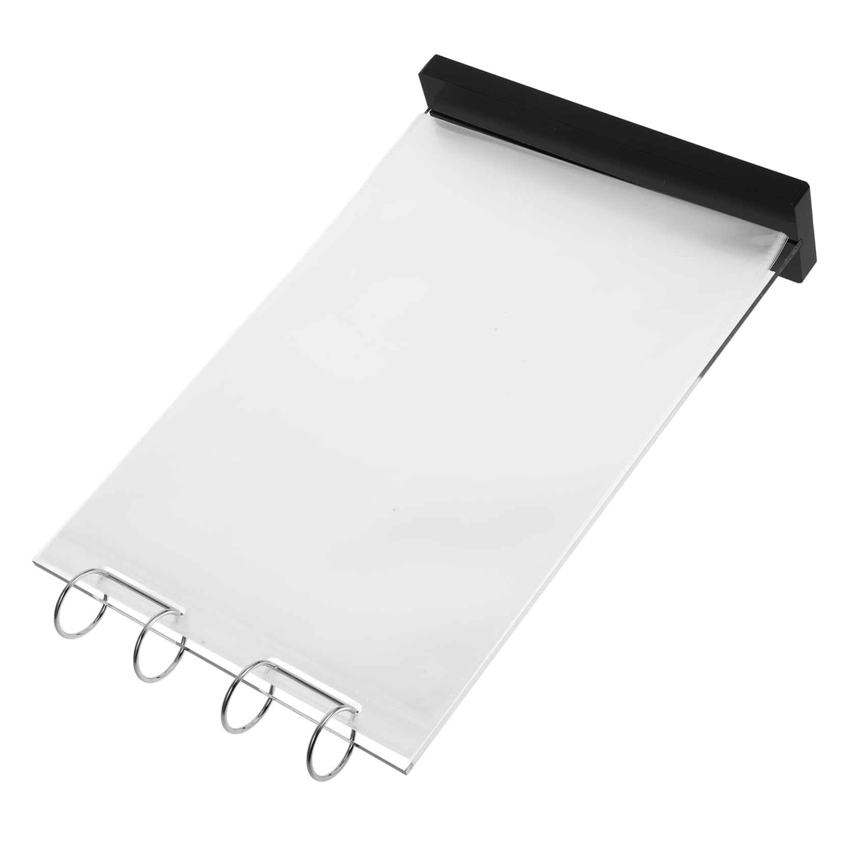 MAGICLULU Expositor de Menús de Acrílico Negro de 6 Páginas, Doble Cara | Cafeterías y Teterías, Diseño Abatible Fundas de Pvc, Estructura de Hierro