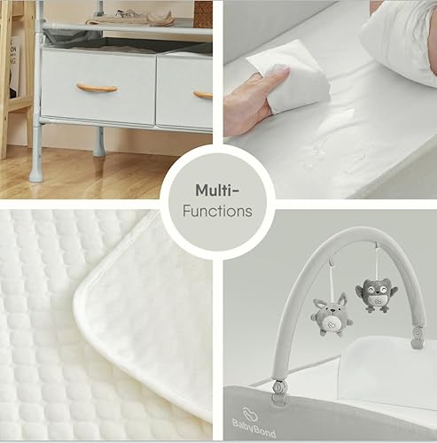 image for BabyBond Portable Baby Changing Table with 2 Storage Baskets, Foldable