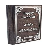 Personalized Wedding Ring Box with Book Shape Custom Your Names & Date Rustic Engagement Wood Ring Holder Ring Bearer for Wedding Gift