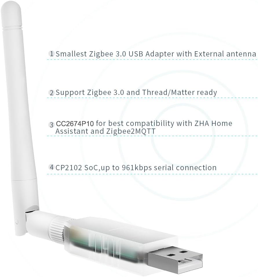 SMLIGHT SLZB-07P10 Zigbee 3.0 Coordinator Thread/Matter Mini USB Adapter Works with Zigbee2MQTT, Home Assistant, ZHA