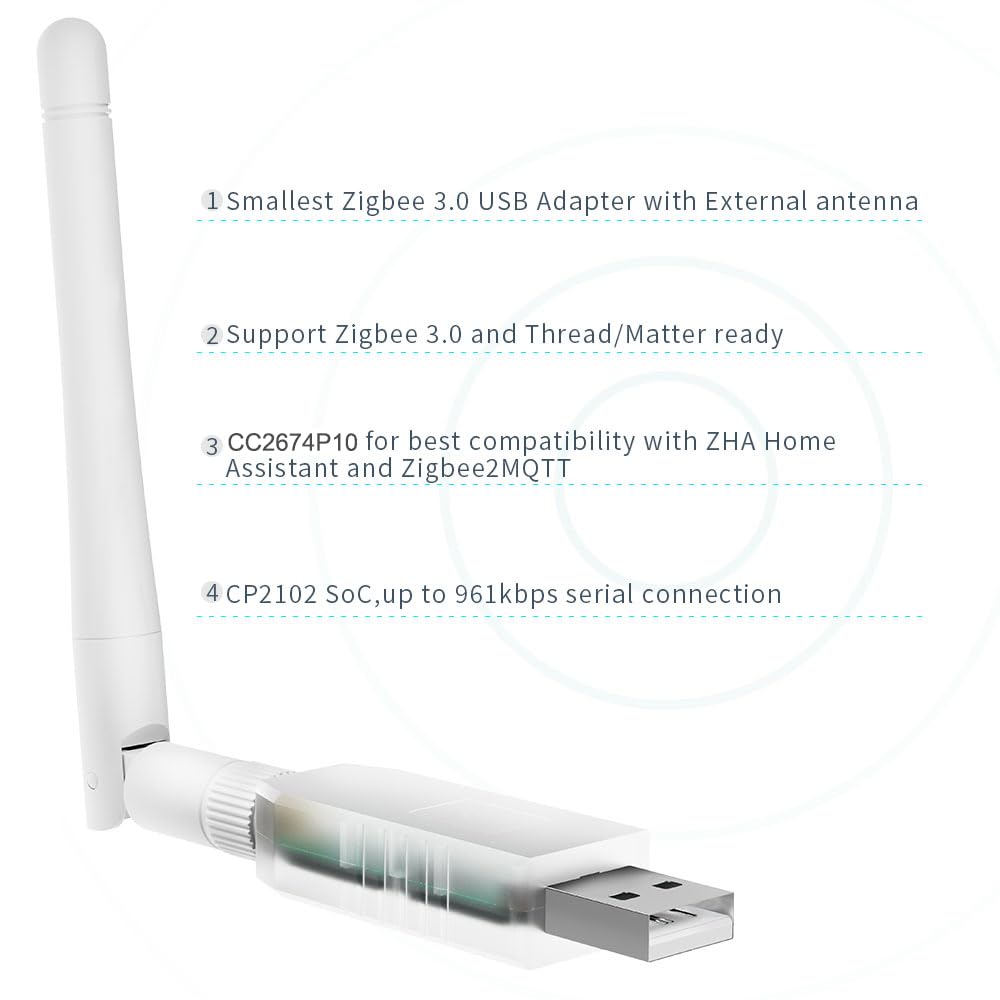 SLZB-07P10 Zigbee 3.0 Coordinator Thread/Matter Mini USB Adapter Funktioniert mit Zigbee2MQTT, Home Assistant, ZHA