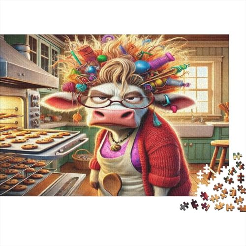 Puzzle de 1000 piezas de papel premium con diseño de vaca divertida ideal para decoración