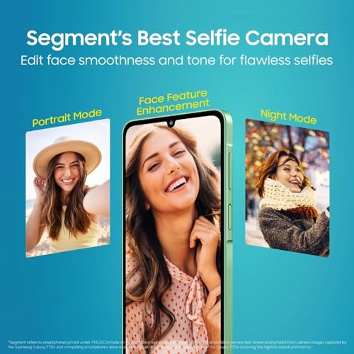 Image of Samsung Galaxy F70e 5G (Limelight Green, 128 GB) (6 GB RAM) | 6000 mAh Battery | Dimensity 6300 | Octa Core Processor | 6.74 inch PLS LCD Display |