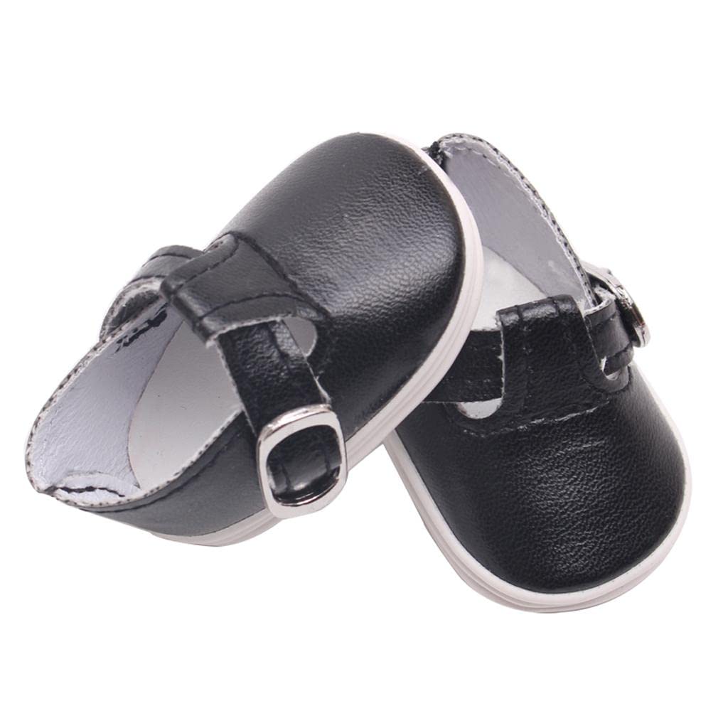 Meadawgs® PU Leather Shoes with Buckles for Mell Chan 14.5 American Doll Black