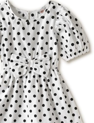Image of Amazon Brand - Symbol Girls Bow Detail Pure Cotton Knee Length Casual Dress