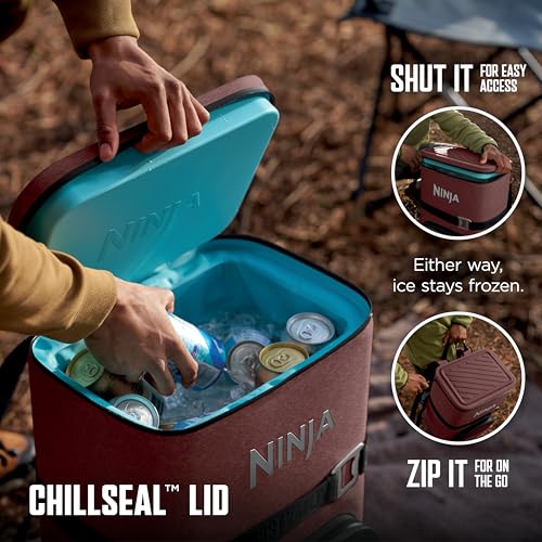 Image of Ninja FrostVault Go Can Soft Cooler, 24 /36 Can, Leak Proof, Built-In Cup Holder, 2 Ice Packs & Dry Storage Drawer, Polyester Insulation, Hiking, Camping, Picnic