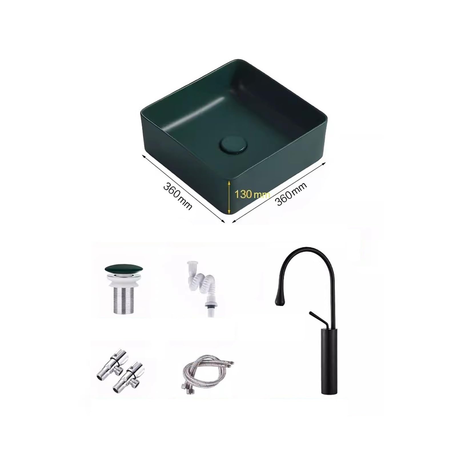 AYCDL Vanity Sink Basin Nordic countertop basin matte green ceramic square washbasin bathroom washbasin balcony home basin Bathroom Vanity