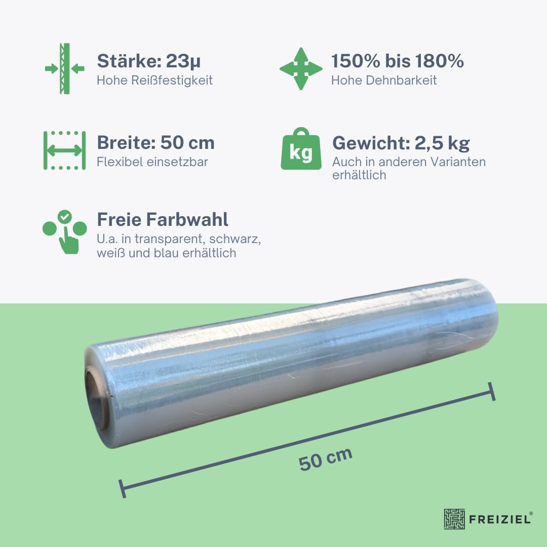 Profi Abroller Orange 6 Rollen 2,5 kg Stretchfolie transparent 23 my
