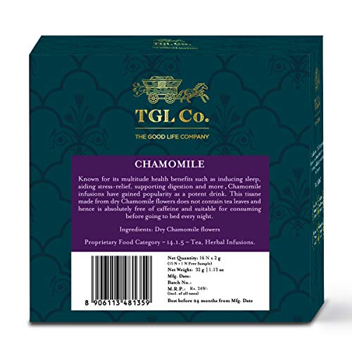 Image of TGL Co.Chamomile Herbal Tea Infusion (16 Tea Bags)|Rich in Anti Oxidant | Refreshing | No Artificial flavor | Improve Digestion (Pack of 2)