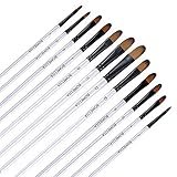 Filbert Paint Brushes Set, 12 PCS Synthetic Nylon Professional Artist Paint Brushes for Watercolor, Oil Painting, Acrylic, Face Body Nail Art, Crafts, Rock Painting
