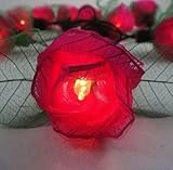 Thai Vintage Handmade 35 Red Rose Flower Fairy String Lights Wedding Party Patio Floral Decor 3.5m