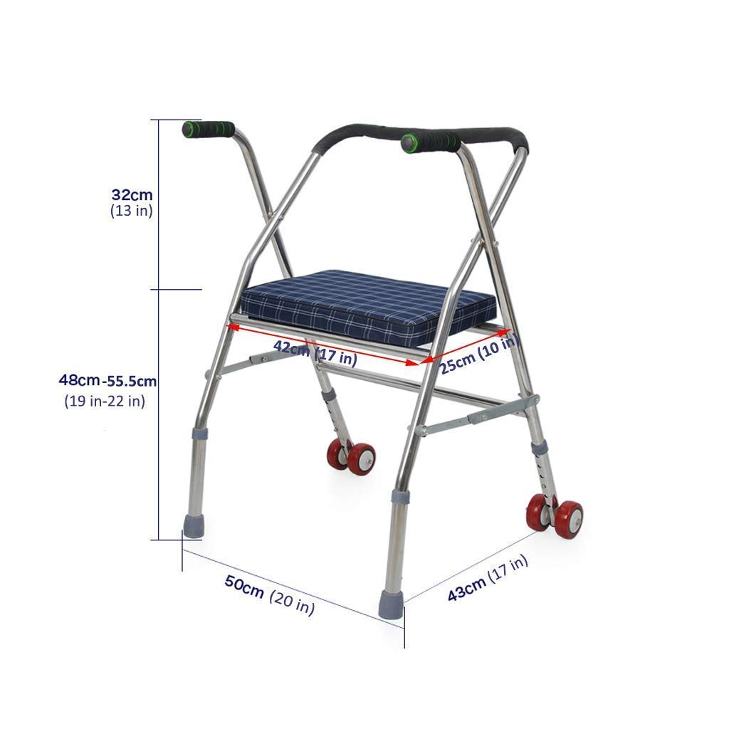 Andador para Ancianos,Andador con andador plegable de 2 ruedas, práctico y ligero, con asiento, ayuda para la movilidad, andador con andador plegable para personas mayores
