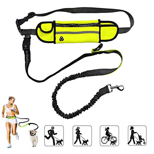 AIMENG Dog Leash with Waist Pack 2 Pieces Set Specials, Elastic Retractable Bungee Reflective Dog Leash & Multifunction Waist Pack Ideal for Medium to Large Dogs for Running Training Walking