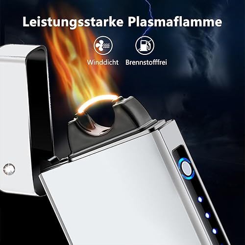 Miniatura 3 de GADATOP Encendedor de llama de plasma de arco USB recargable a prueba de viento encendedor eléctrico para vela (plata)