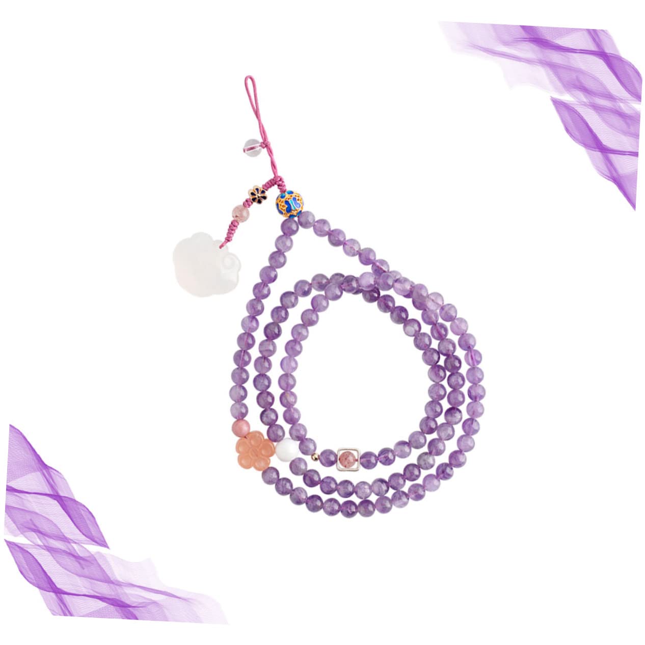 jojofuny Elegante Cordón Para Teléfono De Amatista Cordón Para Teléfono Móvil Decoración De Funda De Teléfono Joyería Violeta