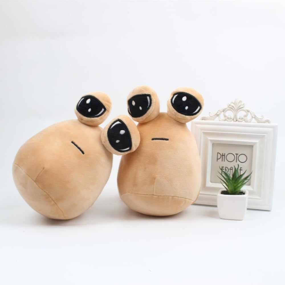 Pou Pluszowa Miękka Poduszka Alien - Kawaii 22 cm wypchana zabawka, prezent urodzinowy dla dzieci z dużymi oczami, pluszowe poduszki kosmita
