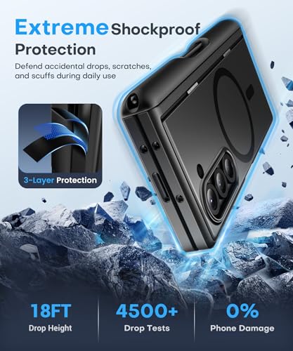 Image of BERFY for Z Fold 6 Case with Screen Protector, [Compatible with MagSafe] Built-in Kickstand & S Pen Slot & Hinge Protection, Full Body Shockproof Phone Case for Samsung Galaxy Z Fold 6, Ebony Stylus