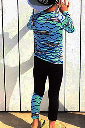 Monvecle Boys' Multi-Piece Short Sleeve Rashguard Swimming Tee Trunk Set Sunsuit UPF 50+ Protection4