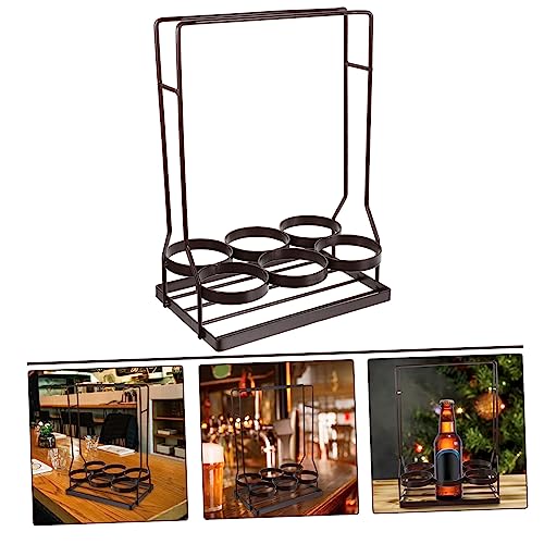 Soporte portátil para botellas de vino de hierro negro miniatura 3