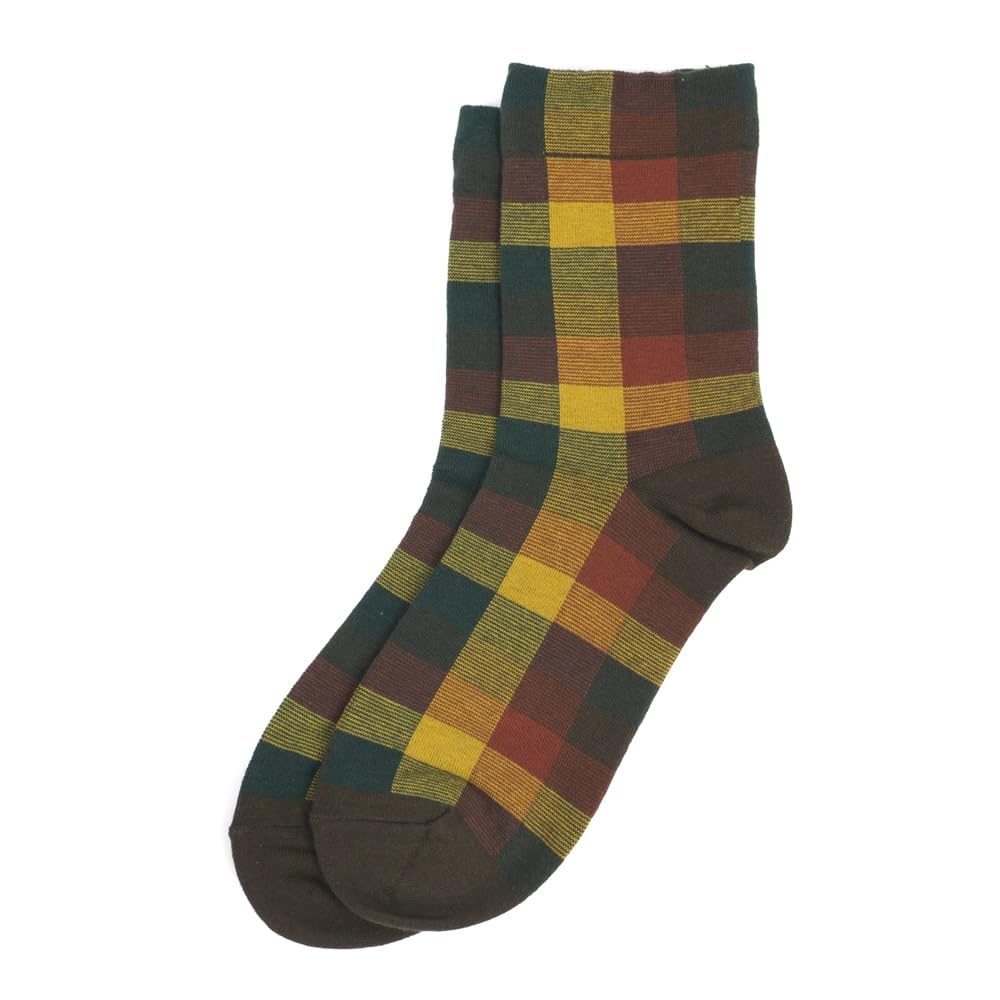 Joe Cool Unisex Warm Red Check Cotton Spandex Warm Tone Check Red Socks