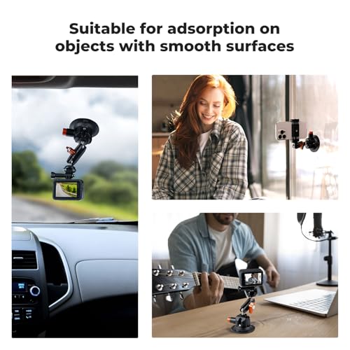 Image of K&F CONCEPT 3 inch Suction Cup Mount with 360 BallHead Magic Arm for Car | 1 /4 inch Screw Threads, Quick Release Car Mount Compatible with DJI Insta360 for Action Camera Phone Video, MS44