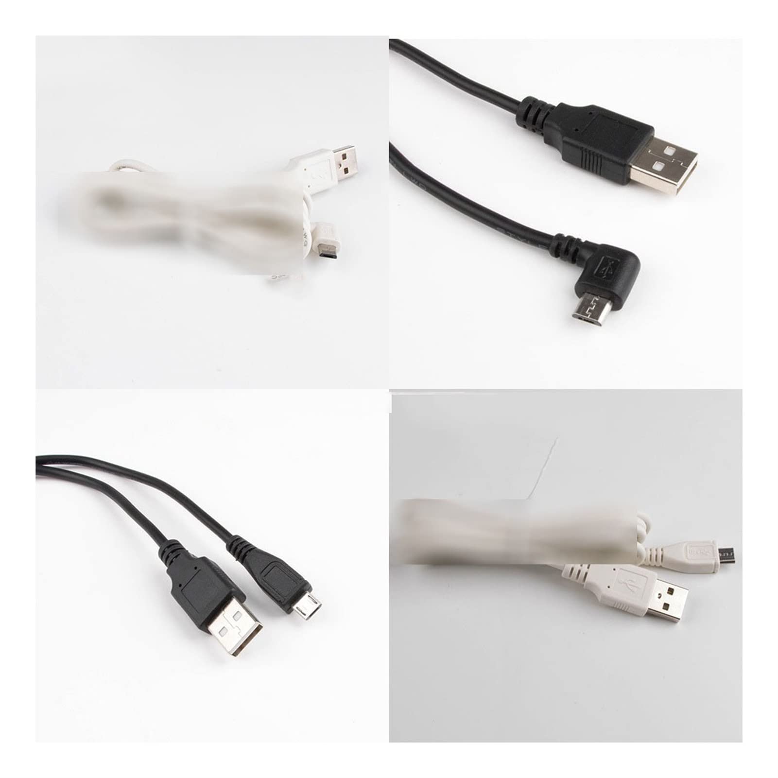 EVURU DC Power Barrel Jack Adapter Plug USB Convert to Micro USB Snowy Dark L Shape Right Angle Jack with Cord Connector Cable (Size : 1M, Color : Black Angled)