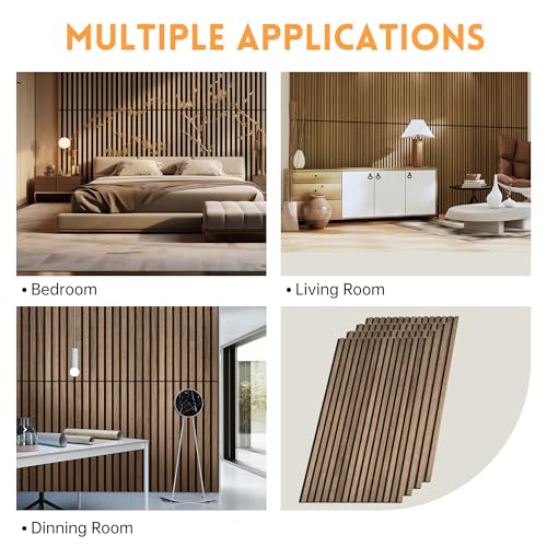 Ritollo Wood Slat Wall Panel | 4 Pcs Soundproof Wall Panels 48 Inch X 24.5 Inch Wood Wall Panels 3D Sound Dampening Panels Wall Decoration thumb #5